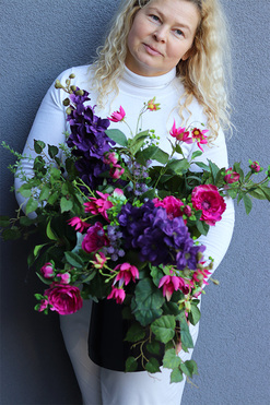 Mallesja, bukiet nagrobny we flakonie, wys.63cm 