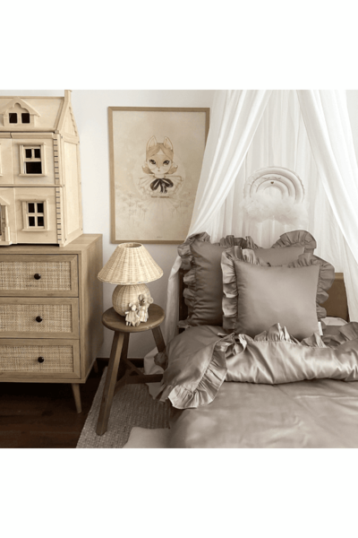 Margaret komplet pościeli bawełnianej z falbaną taupe