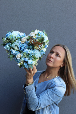 Blue Heart, serce nagrobne z dedykacją, wym.26x32cm