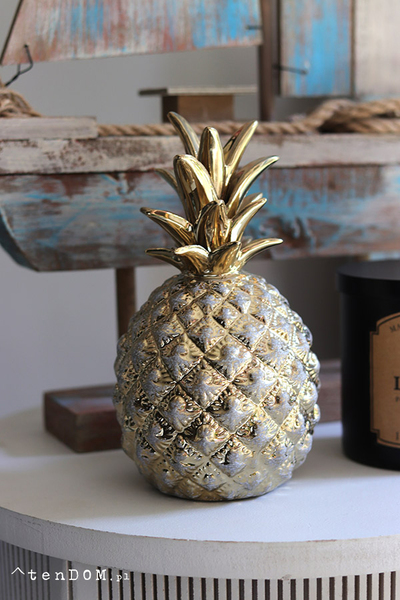 Ananas Gold, figurka ceramiczna, wym.19.5x10x10cm	