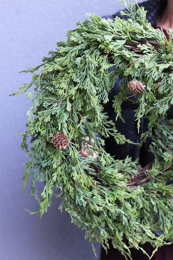 Tuja Natural, zimowy wianek zielony sufitowy