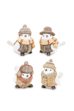 figurki ceramiczne Jesienne Ptaki B, komplet 4 szt. 