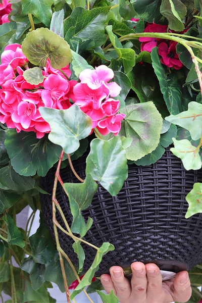 kwiaty w wiszącej donicy