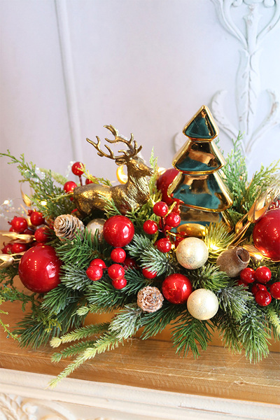 Złota Choinka, bożonarodzeniowy stroik na tacce