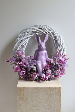 Hello Bunny, wielkanocny wianek z zajączkiem, rozp.44cm