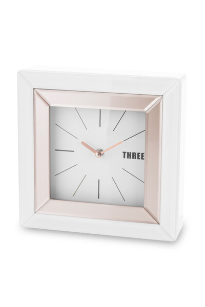 Pinko B, srebrno - różowy zegar gabinetowy, wym.25x25x7cm