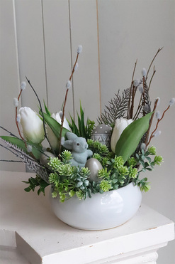 Green Melody, stroik wielkanocny z zajączkiem, wys.23cm 