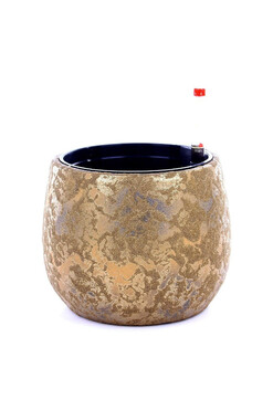 Clementino F, osłonka donica ceramiczna z nawadnianiem, złota, wym.12x13cm