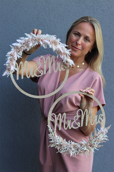 Boho Love 2 krąg ślubny wianek Mr&Mrs