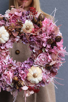 Deco Pumpkins Velvet, jesienny wianek z dyniami