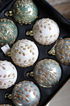 Misty Winter, błyszczące świąteczne bombki, śr.8cm, kpl.12szt