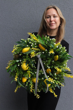 Citrones, zielony wianek na drzwi z owocami, śr.50cm   