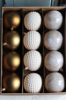 bombki Beige&Gold, śr. 9 cm, komplet 12szt.