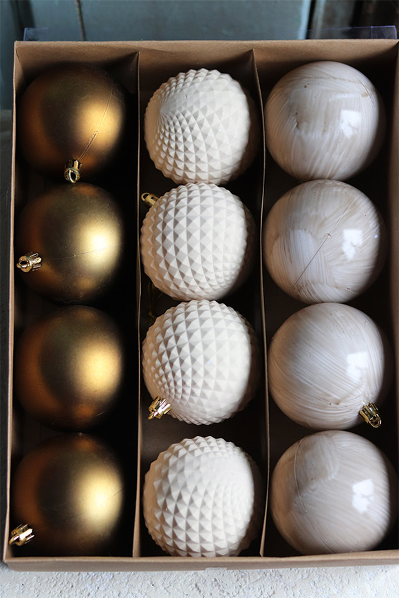 bombki Beige&Gold, śr. 9 cm, komplet 12szt.