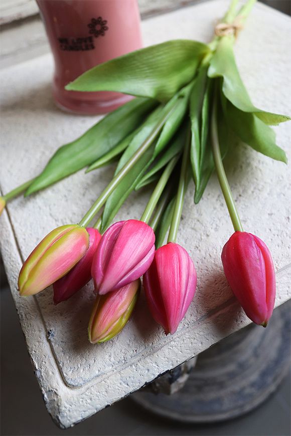 bukiet tulipanów gumowych, Goccia Amaranto, 7szt. dł.40cm