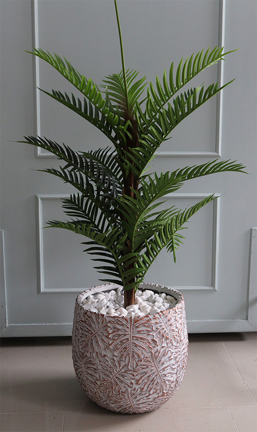 Monsterro Palma, sztuczna roślina w donicy clayfibre, wys.128cm