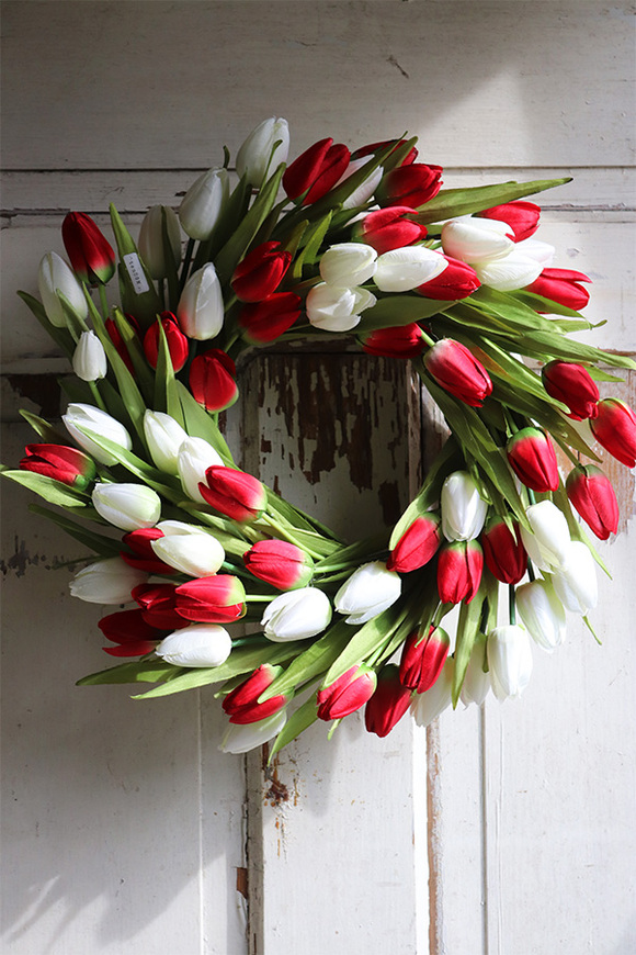 bardzo elegancki wianek z tulipanów, Witaj Wiosno 3, śr.40cm 