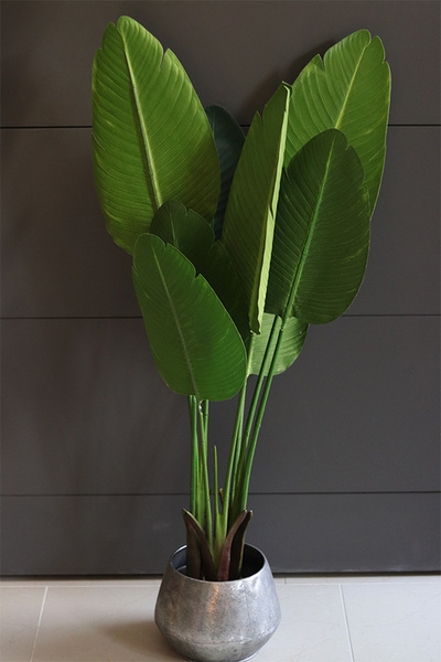 Bananowiec Simple Silver, sztuczna roślina w donicy