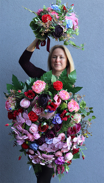 Storczyki New, elegancka wiązanka nagrobna, dł.90cm