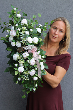 Meluzyna Angels, dekoracja nagrobna na plastrze drewna, wym.24x65cm