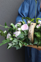 Pink Memory Angels, dekoracja nagrobna na plastrze drewna