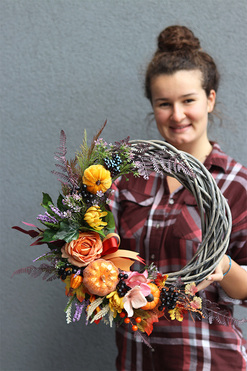 Morina, jesienny wianek z dyniami, śr.43cm  