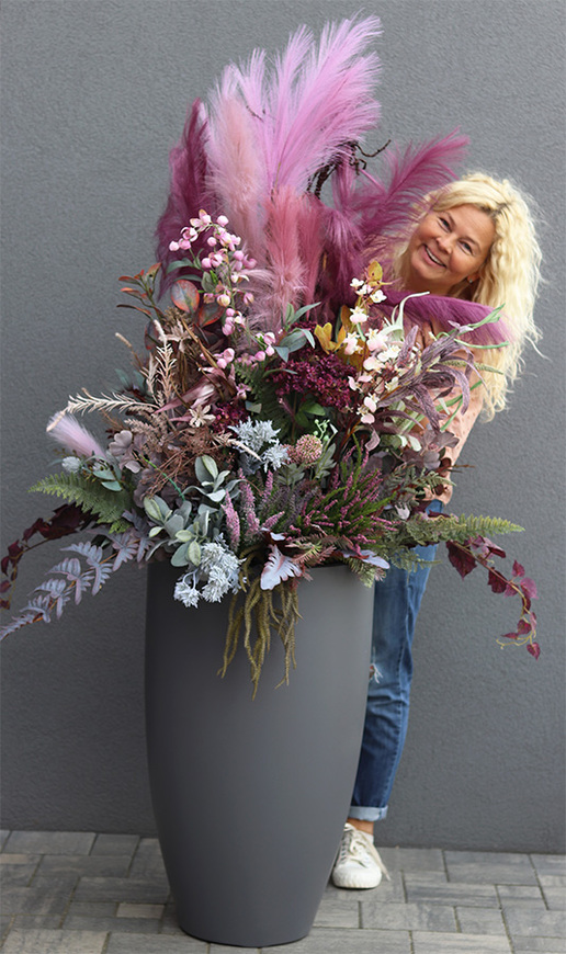 Wrzosowisko, dekoracja jesienna w donicy fiberglass