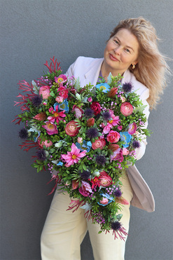 Serce Latem, kolorowa dekoracja nagrobna, wym.73x50cm