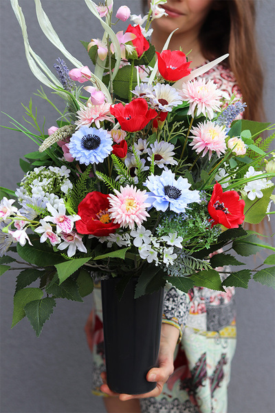 Mazowsze, bukiet nagrobny we wkładzie do flakonu