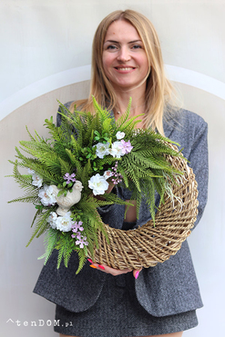 Wiejskie Lato, wianek dekoracyjny z kurką, rozp.45cm 