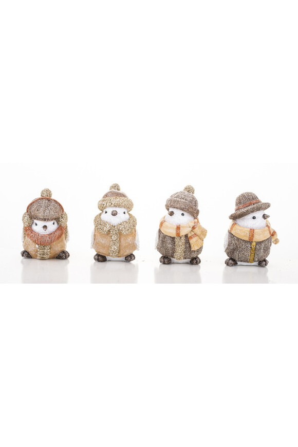 figurki ceramiczne Jesienne Ptaki B, komplet 4 szt.
