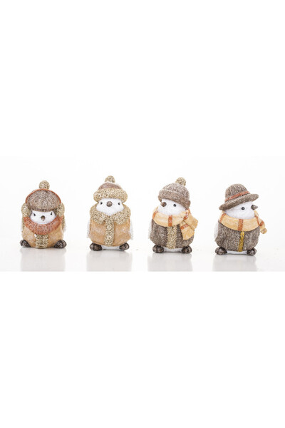 figurki ceramiczne Jesienne Ptaki B, komplet 4 szt.