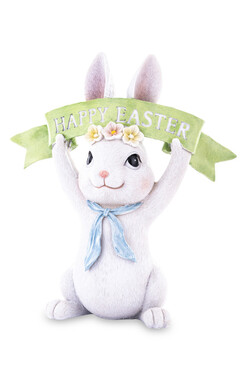 Sweetie Bunny, wielkanocna figurka zajączek z bannerem, wys.21cm