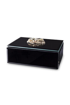 Agat Black C, szklane puzderko szkatułka, wym.8x19x16cm