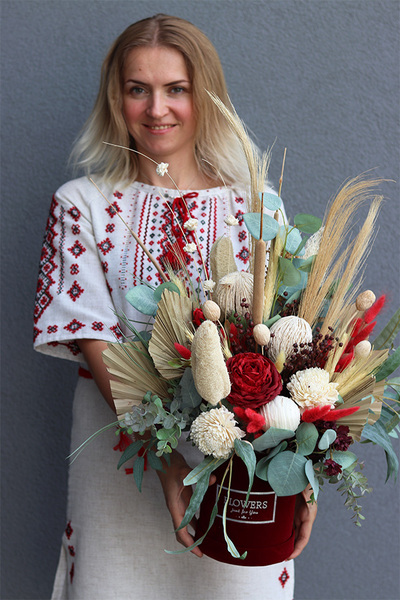 flowerbox welurowy z suszem, Marttimo Bordo Velvet