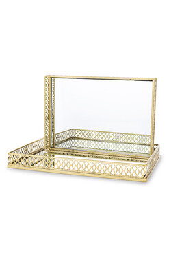 Marakesz, dekoracyjna taca z lustrzanym blatem, kpl.2szt, wym.38x28/34x24cm