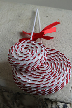 OD RĘKI Lollypop Candy, lizak świąteczny na patyku ozdoba, biały, 2szt, dł.29/34cm