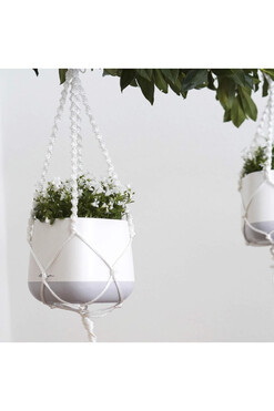 Yula, pleciona makrama do wieszania donic, biała, dł.85cm