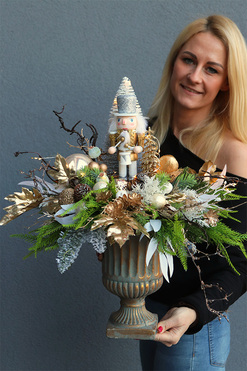 Goldira Silveramo, stroik świąteczny z dziadkiem, LED, wys.54cm 