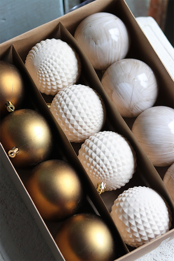 bombki Beige&Gold, śr. 9 cm, komplet 12szt.