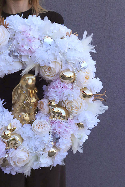 Glamour Bunny, wielkanocny wianek na drzwi z zającem