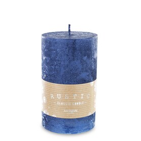 Rustic Candle, świąteczna świeca w kształcie walca, granat, wys.12cm