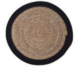 OD RĘKI Boho Black, okrągła podkładka z juty z czarną obwódką, śr.38cm