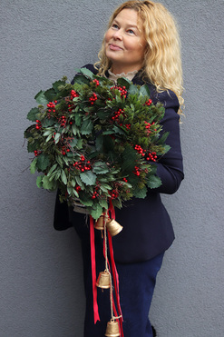 Pod Ostrokrzewem Bells, świąteczny wianek dekoracyjny, śr.35cm 