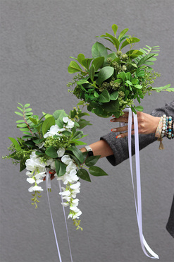 Green Love Wisteria, bukiet kwiatowy do ręki, dł.25cm