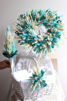 Turkusowa Wielkanoc, dekoracyjny wianek z suszem