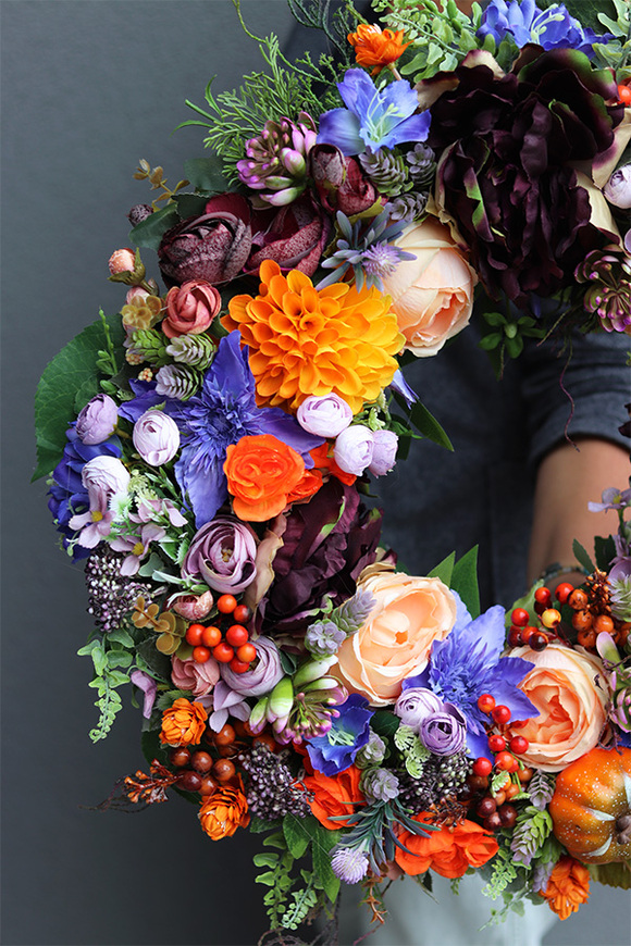 Jesienna Harmonia 3, jesienny kwiatowy wianek