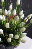 Tulippe Volcan Bianco, kompozycja nagrobna w misie