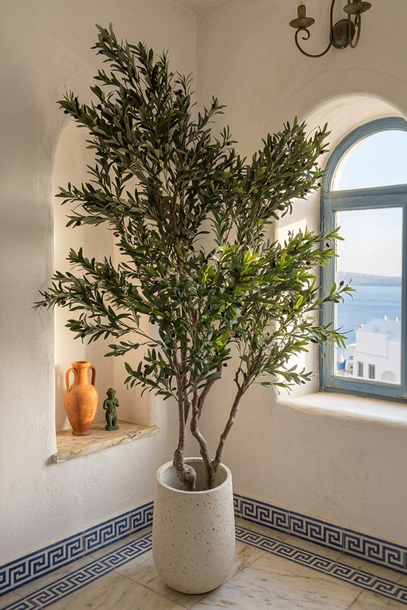 Drzewko Oliwne Hevra, sztuczna roślina w donicy