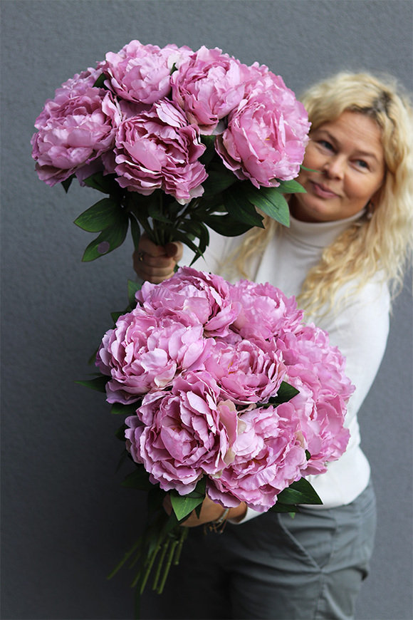 Peonie Pudrowe, bukiet sztucznych kwiatów